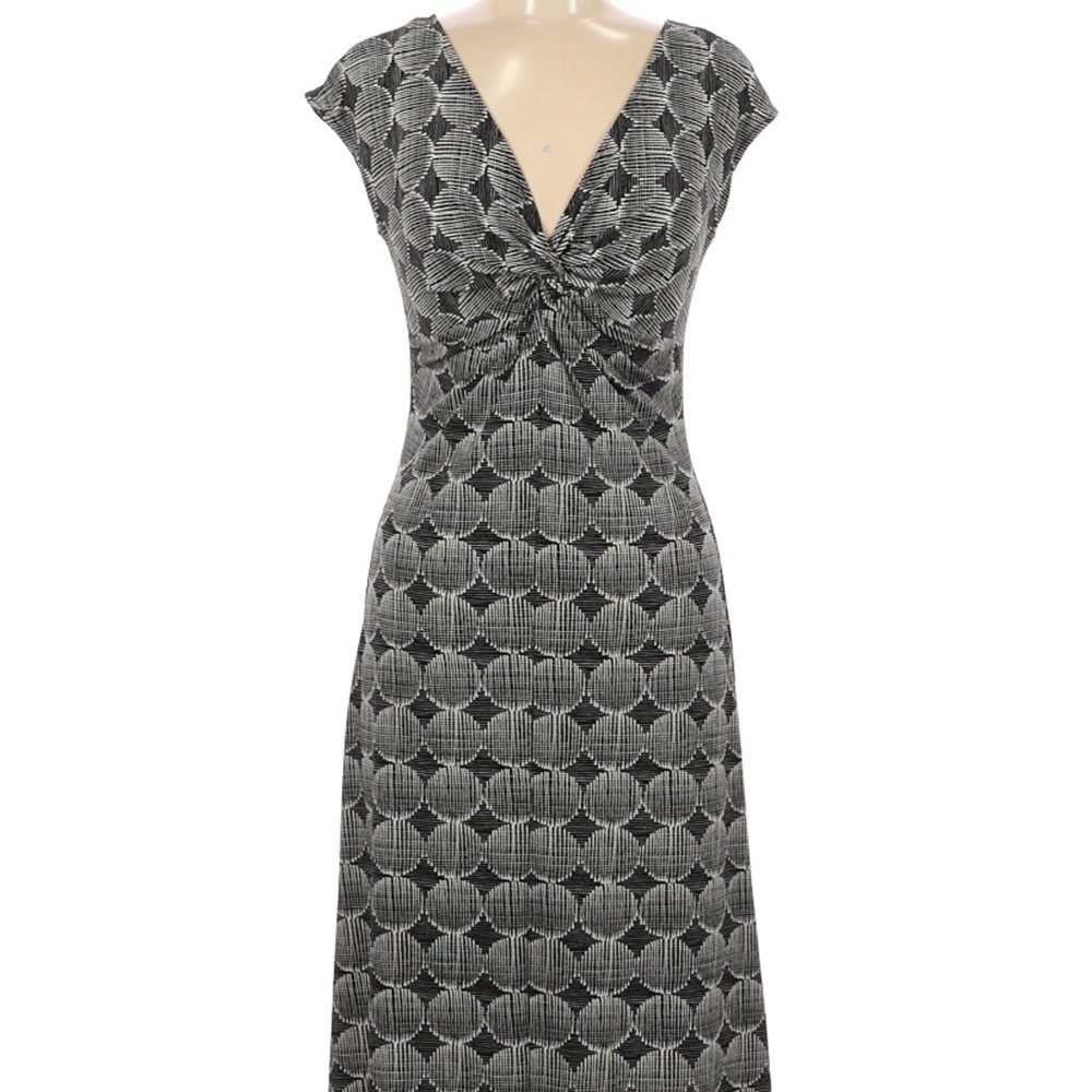 London Times Midi twist front dress vneck